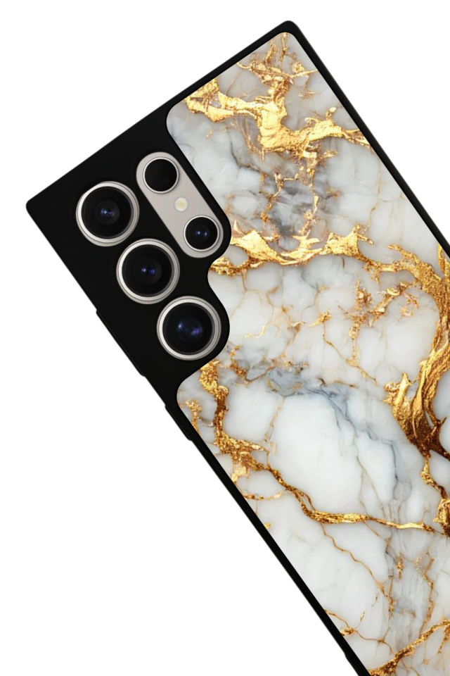 Samsung Galaxy S22 Ultra Uyumlu Mermer Marble Tasarımlı Glossy Premium Kılıf