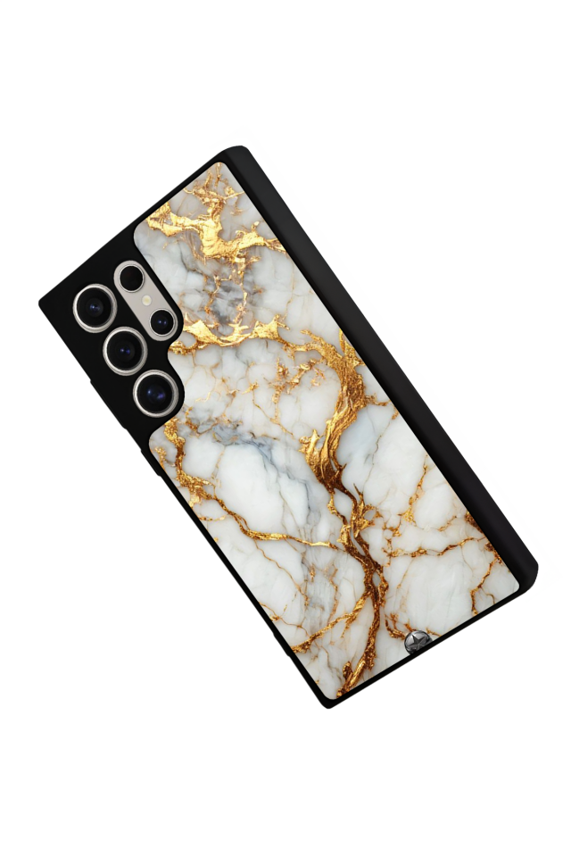 Samsung Galaxy S22 Ultra Uyumlu Mermer Marble Tasarımlı Glossy Premium Kılıf