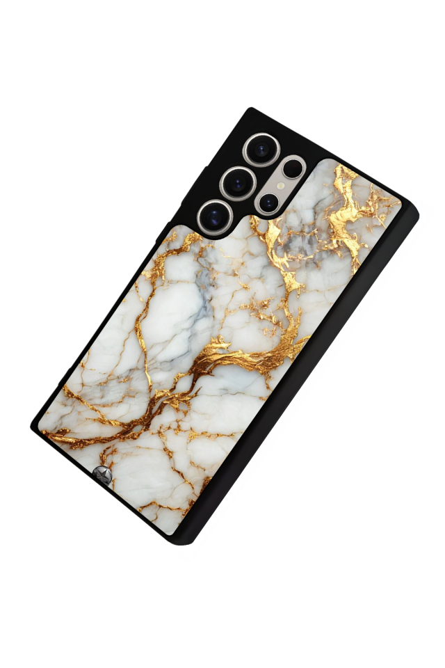 Samsung Galaxy S22 Ultra Uyumlu Mermer Marble Tasarımlı Glossy Premium Kılıf