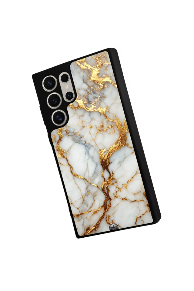 Samsung Galaxy S22 Ultra Uyumlu Mermer Marble Tasarımlı Glossy Premium Kılıf