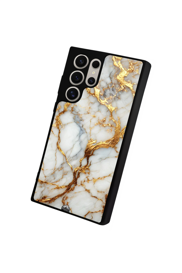 Samsung Galaxy S22 Ultra Uyumlu Mermer Marble Tasarımlı Glossy Premium Kılıf