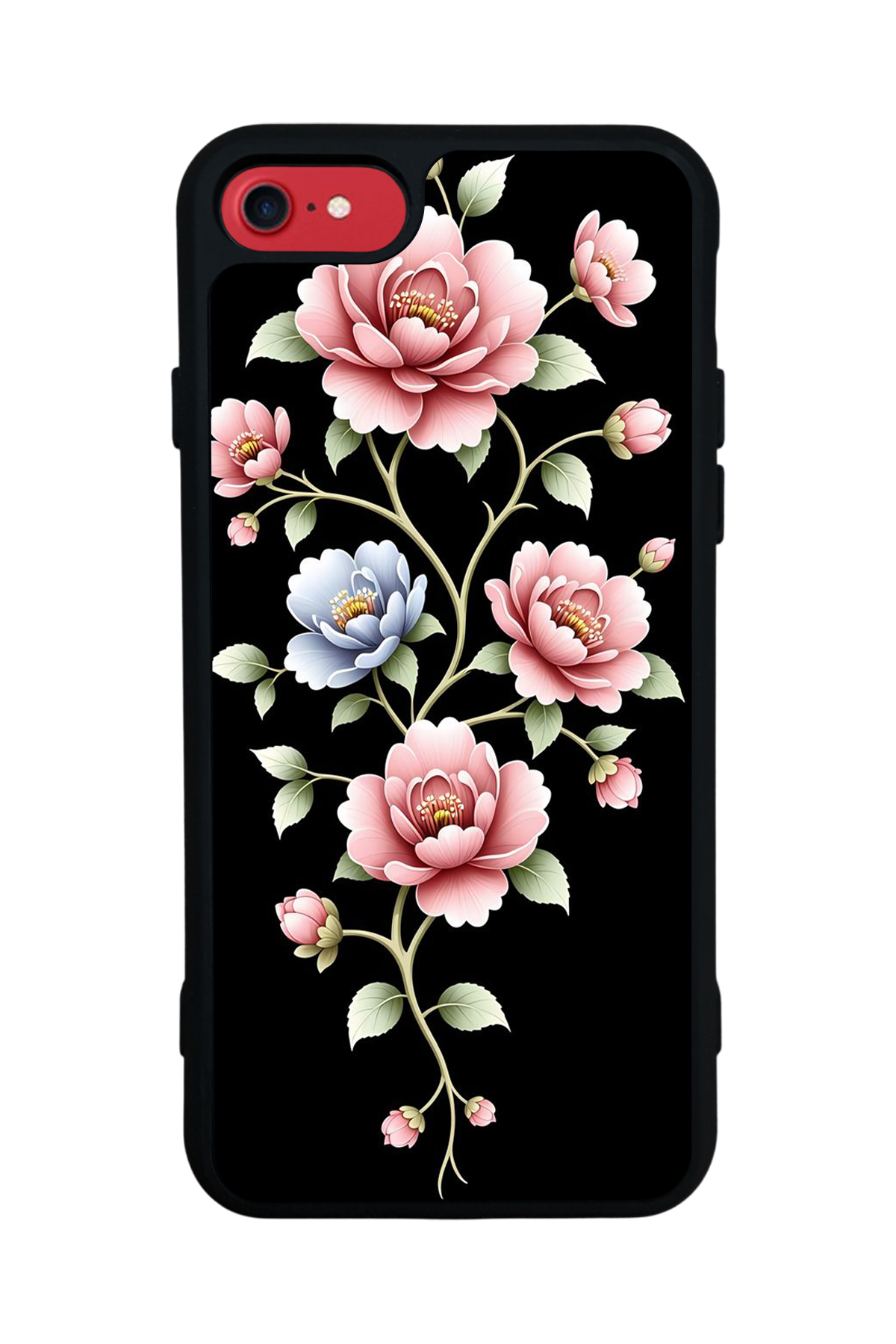 iPhone SE Uyumlu Yaldizli Cicek Tasarımlı Glossy Premium Kılıf