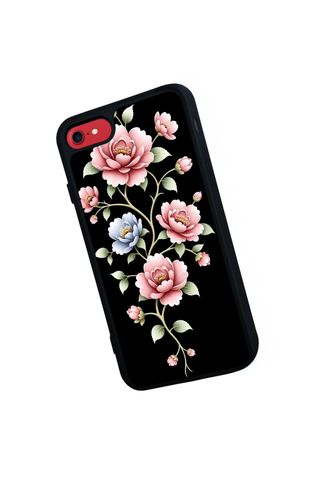 iPhone SE Uyumlu Yaldizli Cicek Tasarımlı Glossy Premium Kılıf
