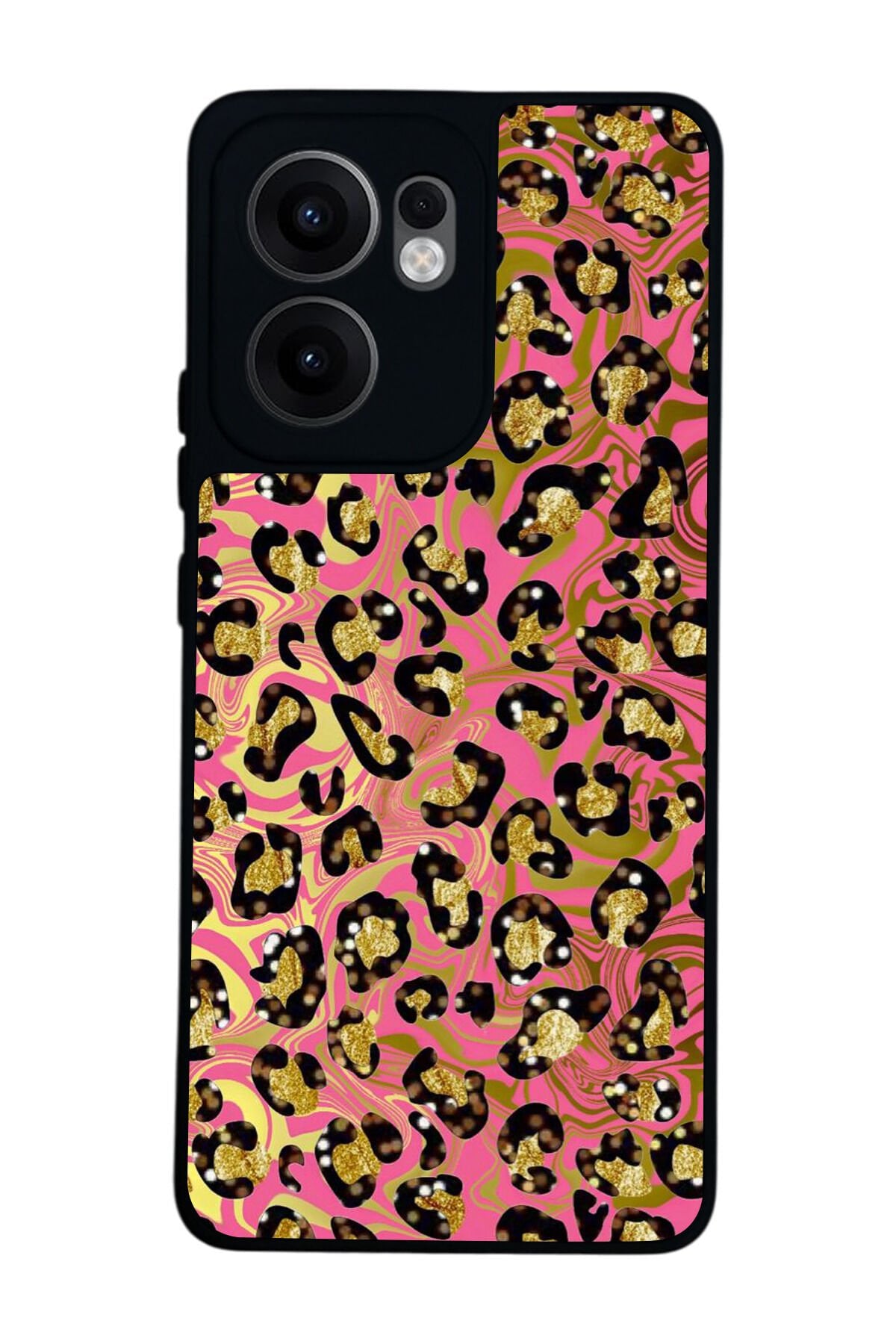 Oppo Reno 13F Uyumlu Hologram Leopar Tasarımlı Glossy Premium Kılıf