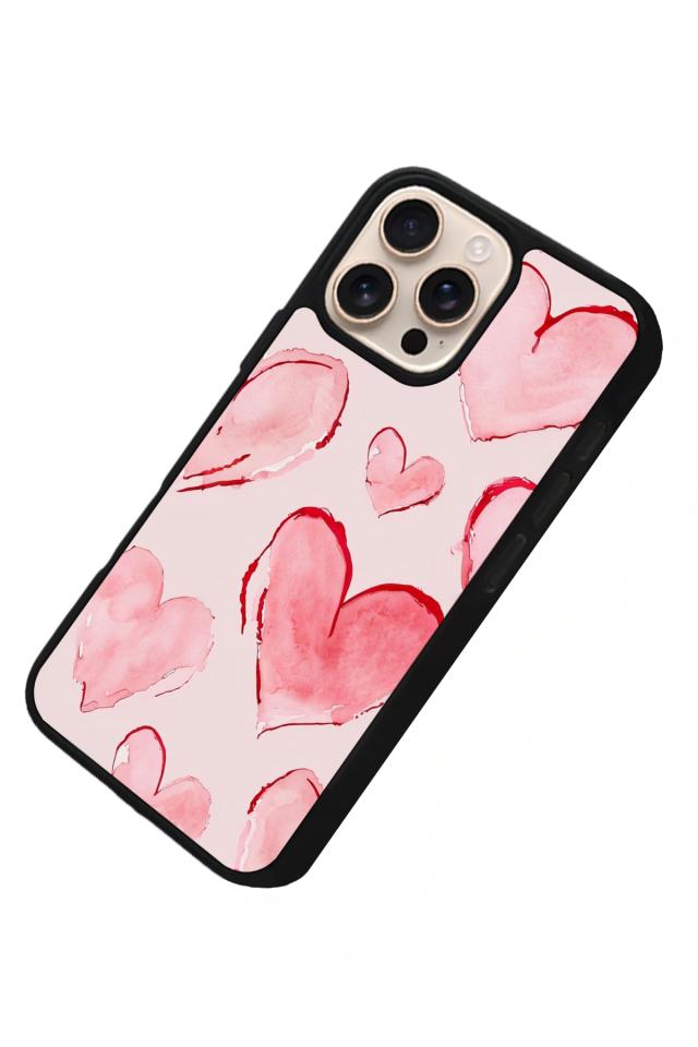 iPhone 16 Pro Max Uyumlu Kalp Love Tasarımlı Glossy Premium Kılıf