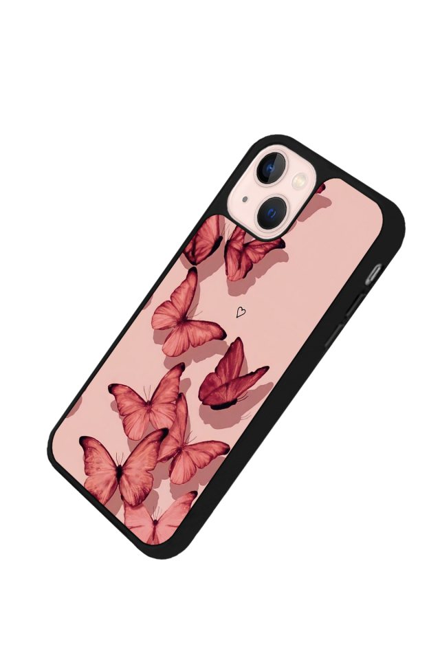 iPhone 13 Mini Uyumlu Kelebek Tasarımlı Glossy Premium Kılıf