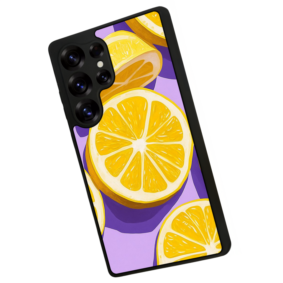 Samsung Galaxy S25 Ultra Uyumlu Limon Tasarımlı Glossy Premium Kılıf