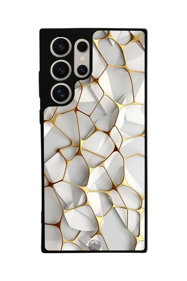 Samsung Galaxy S22 Ultra Uyumlu Mermer Marble Tasarımlı Glossy Premium Kılıf