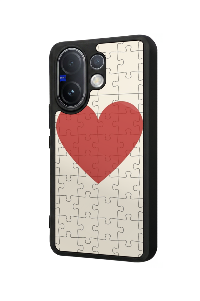 Vivo V60 Uyumlu Kalp Love Tasarımlı Glossy Premium Kılıf