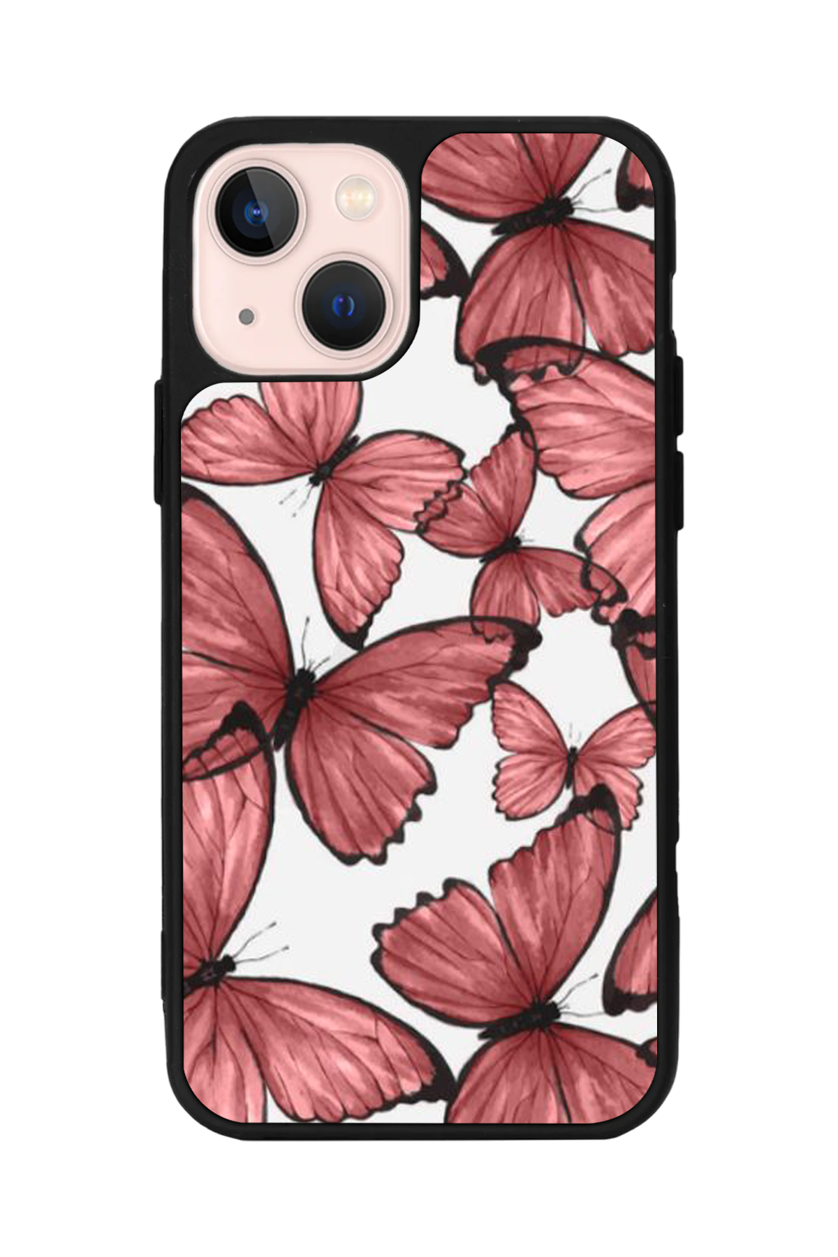 iPhone 13 Mini Uyumlu Kelebek Tasarımlı Glossy Premium Kılıf