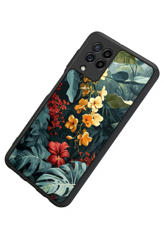 Samsung Galaxy M22 Uyumlu Botanik Tasarımlı Glossy Premium Kılıf