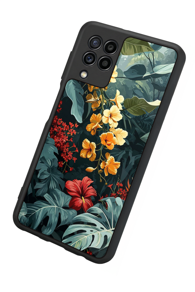 Samsung Galaxy M22 Uyumlu Botanik Tasarımlı Glossy Premium Kılıf