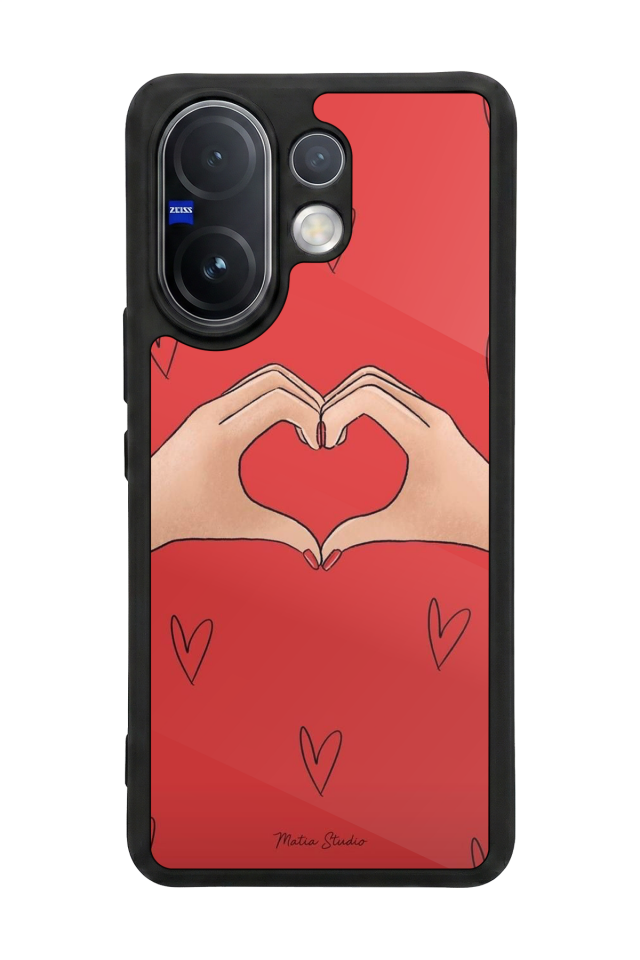 Vivo V60 Uyumlu Kalp Love Tasarımlı Glossy Premium Kılıf