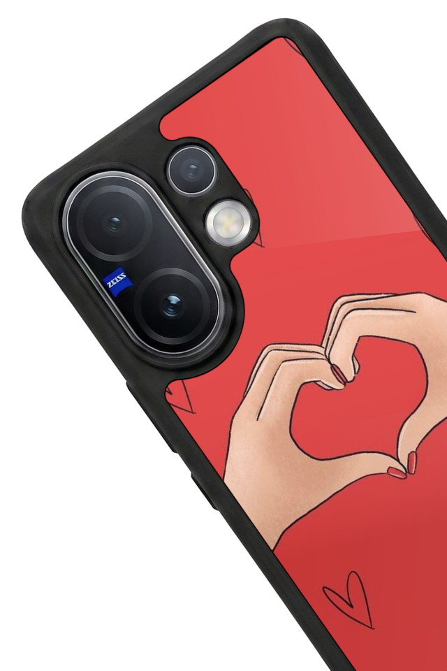 Vivo V60 Uyumlu Kalp Love Tasarımlı Glossy Premium Kılıf