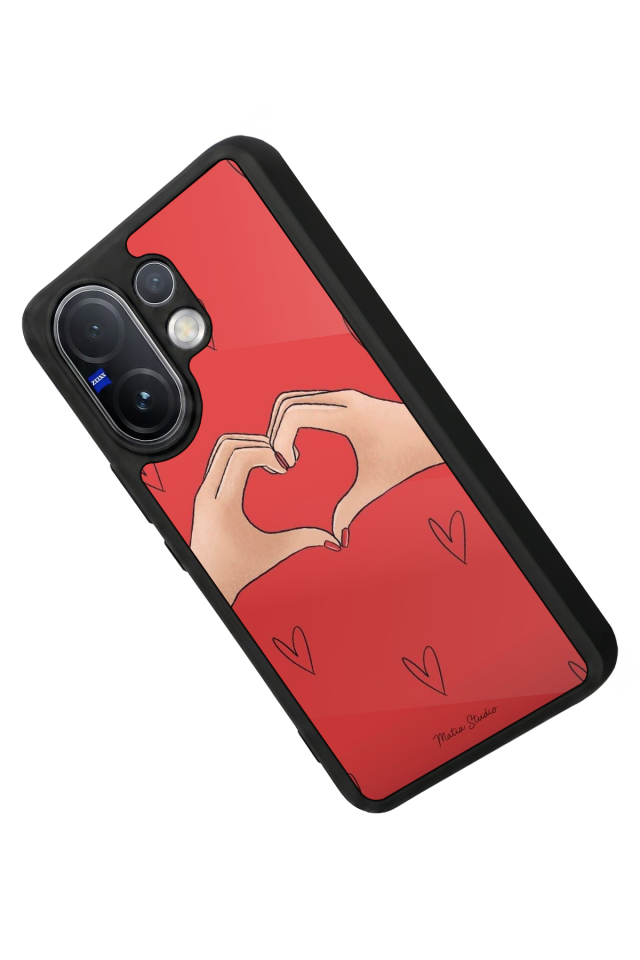 Vivo V60 Uyumlu Kalp Love Tasarımlı Glossy Premium Kılıf