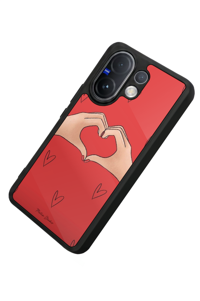 Vivo V60 Uyumlu Kalp Love Tasarımlı Glossy Premium Kılıf