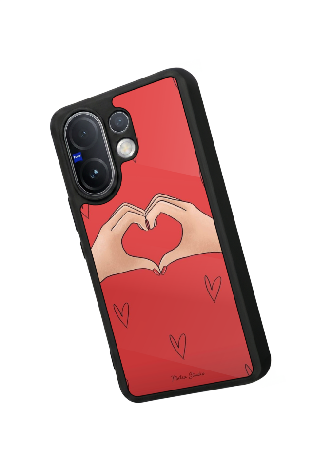 Vivo V60 Uyumlu Kalp Love Tasarımlı Glossy Premium Kılıf