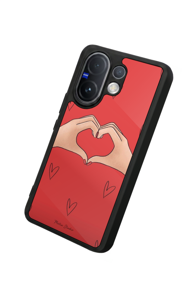 Vivo V60 Uyumlu Kalp Love Tasarımlı Glossy Premium Kılıf