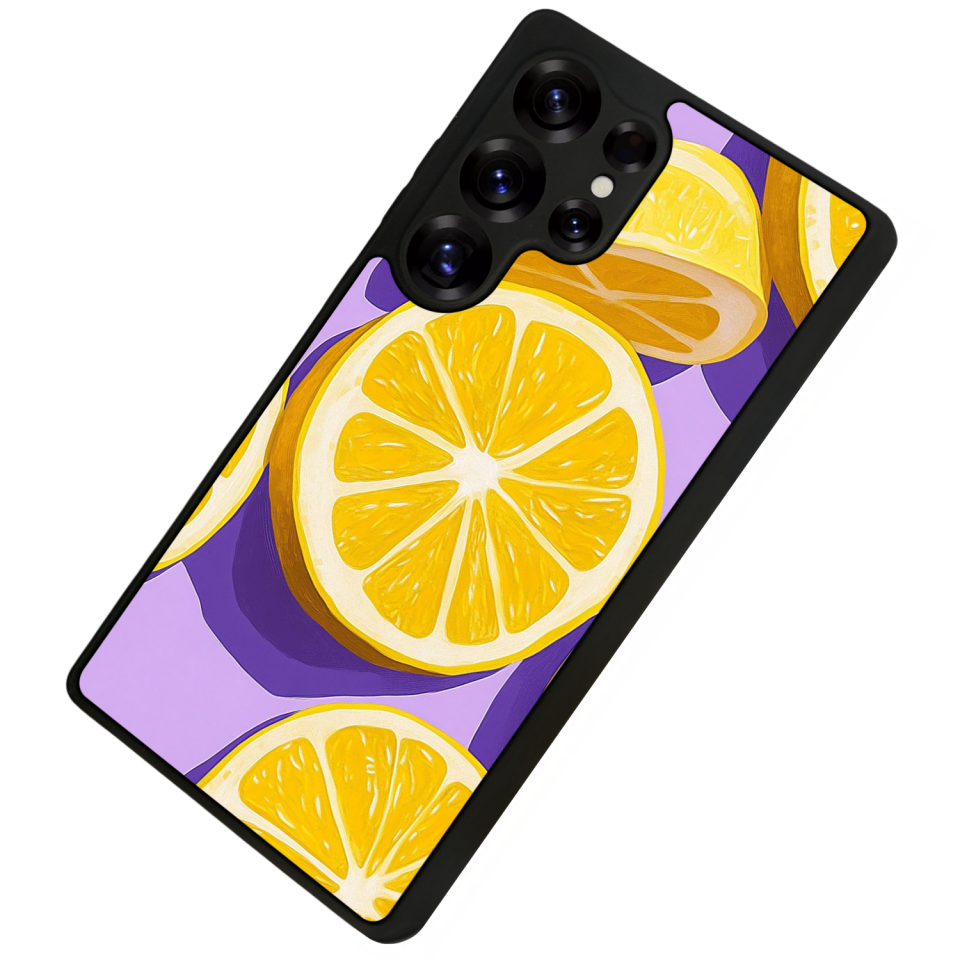 Samsung Galaxy S25 Ultra Uyumlu Limon Tasarımlı Glossy Premium Kılıf