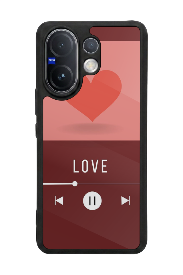 Vivo V60 Uyumlu Kalp Love Tasarımlı Glossy Premium Kılıf
