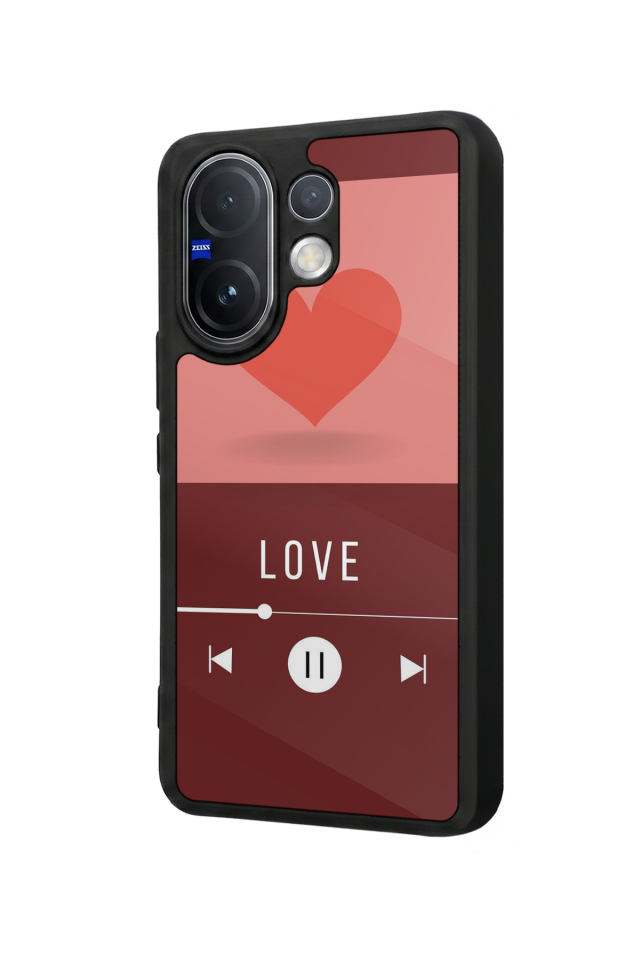 Vivo V60 Uyumlu Kalp Love Tasarımlı Glossy Premium Kılıf