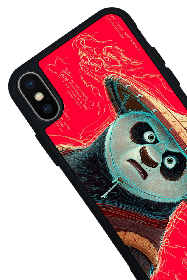 iPhone X/ XS Uyumlu Kung Fu Panda Tasarımlı Glossy Premium Kılıf