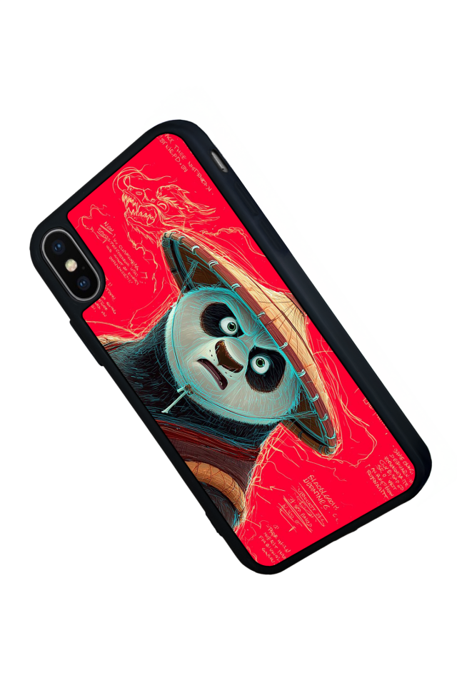 iPhone X/ XS Uyumlu Kung Fu Panda Tasarımlı Glossy Premium Kılıf