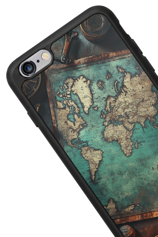 iPhone 6s Plus Uyumlu Harita Tasarımlı Glossy Premium Kılıf