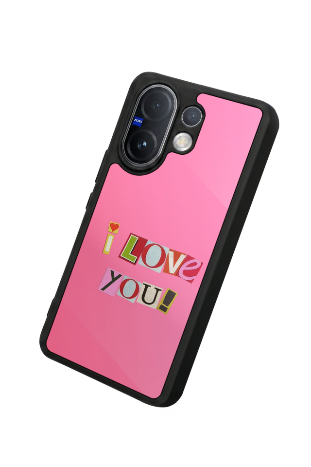 Vivo V60 Uyumlu Kalp Love Tasarımlı Glossy Premium Kılıf