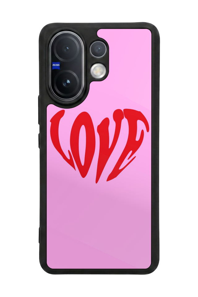 Vivo V60 Uyumlu Kalp Love Tasarımlı Glossy Premium Kılıf
