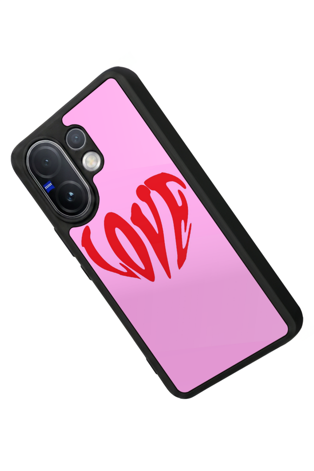 Vivo V60 Uyumlu Kalp Love Tasarımlı Glossy Premium Kılıf