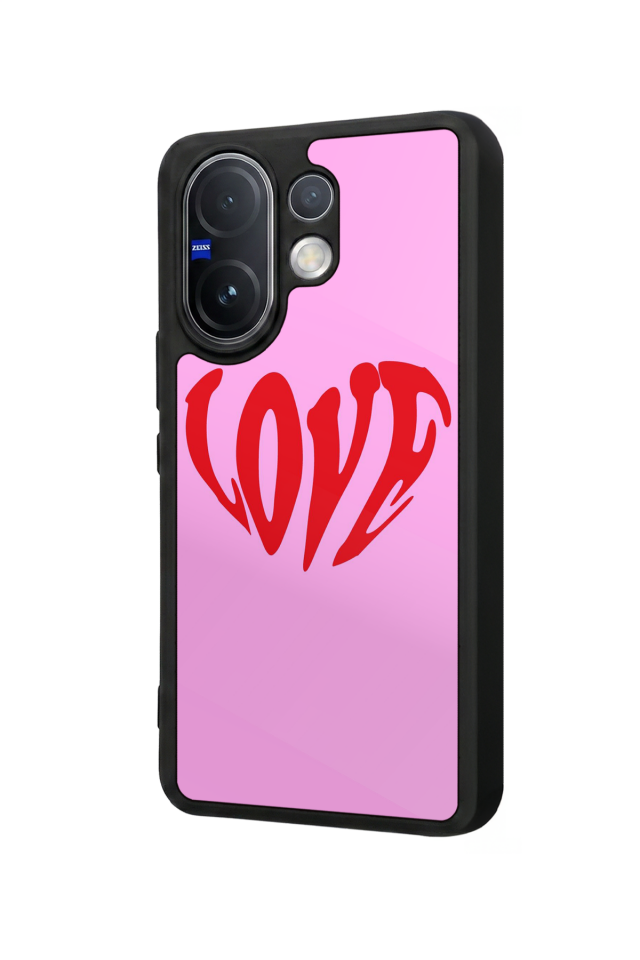 Vivo V60 Uyumlu Kalp Love Tasarımlı Glossy Premium Kılıf