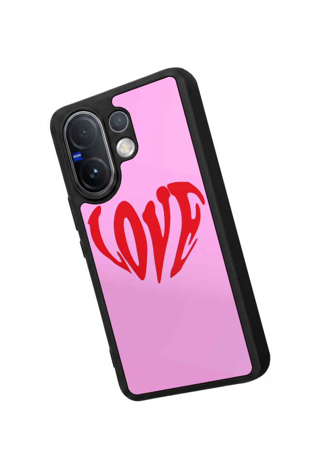 Vivo V60 Uyumlu Kalp Love Tasarımlı Glossy Premium Kılıf