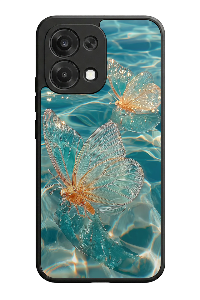 Oppo A6 Pro Uyumlu Kelebek Tasarımlı Glossy Premium Kılıf