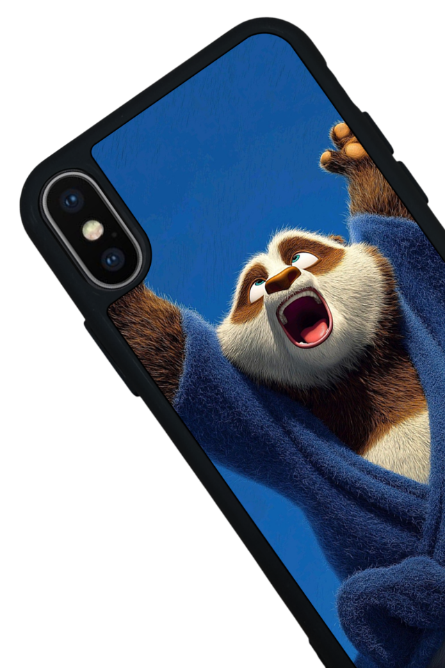 iPhone X/ XS Uyumlu Kung Fu Panda Tasarımlı Glossy Premium Kılıf