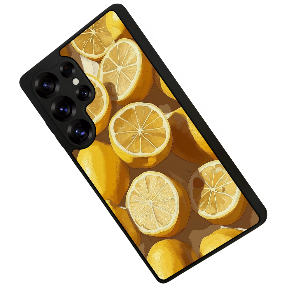 Samsung Galaxy S25 Ultra Uyumlu Limon Tasarımlı Glossy Premium Kılıf