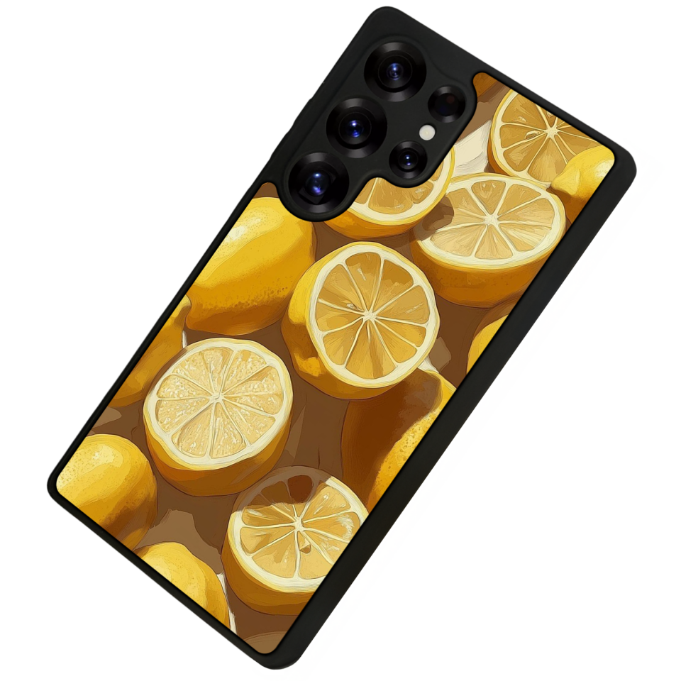 Samsung Galaxy S25 Ultra Uyumlu Limon Tasarımlı Glossy Premium Kılıf