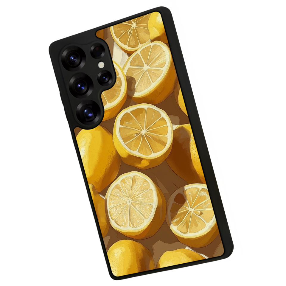 Samsung Galaxy S25 Ultra Uyumlu Limon Tasarımlı Glossy Premium Kılıf