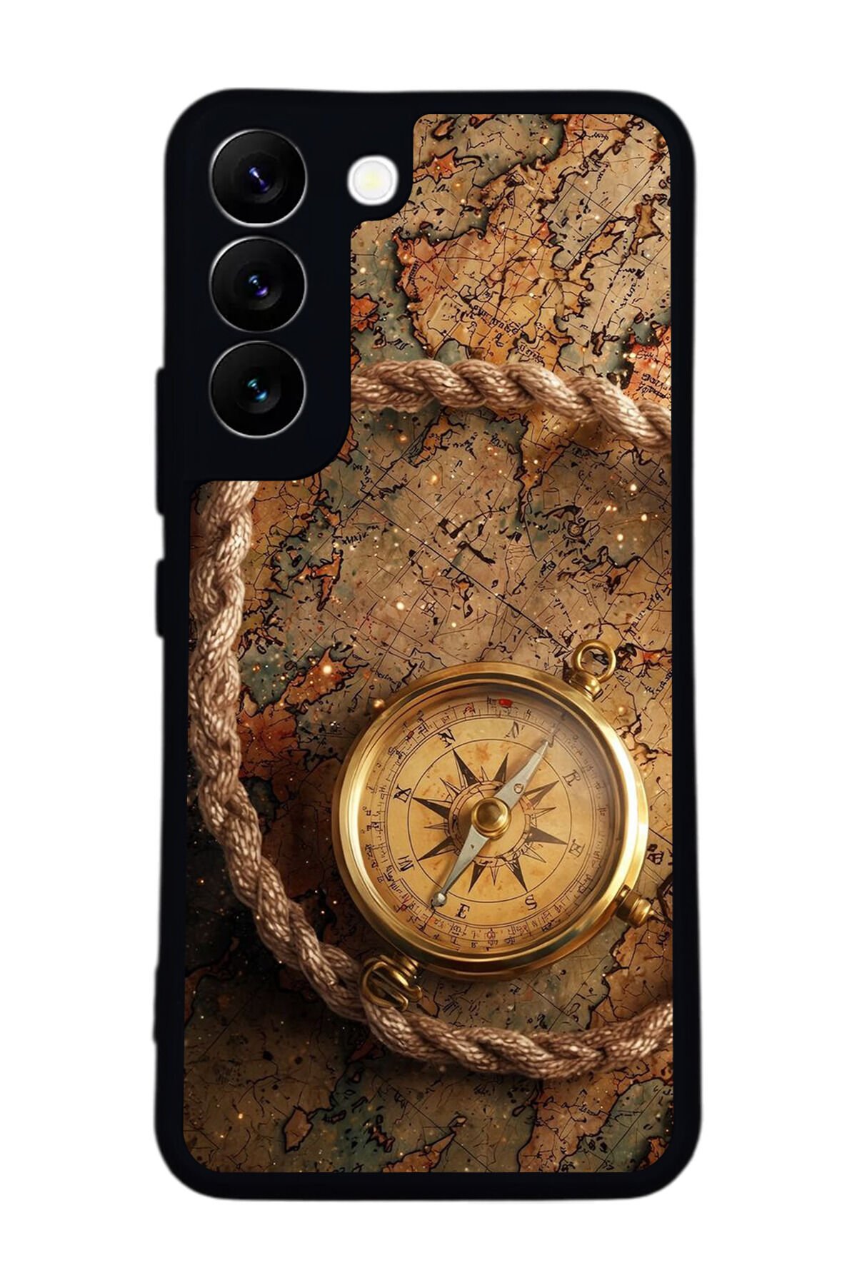 Samsung Galaxy S22 Uyumlu Pusula Tasarımlı Glossy Premium Kılıf