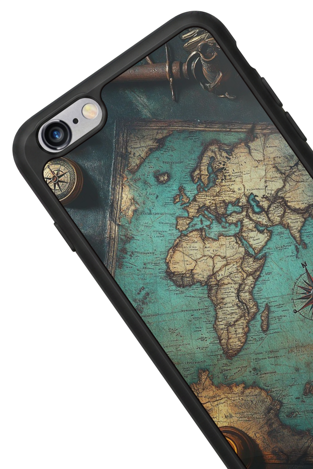 iPhone 6s Plus Uyumlu Harita Tasarımlı Glossy Premium Kılıf