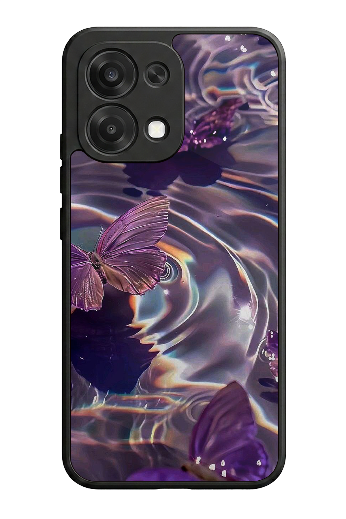 Oppo A6 Pro Uyumlu Kelebek Tasarımlı Glossy Premium Kılıf