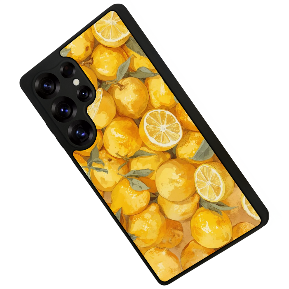 Samsung Galaxy S25 Ultra Uyumlu Limon Tasarımlı Glossy Premium Kılıf