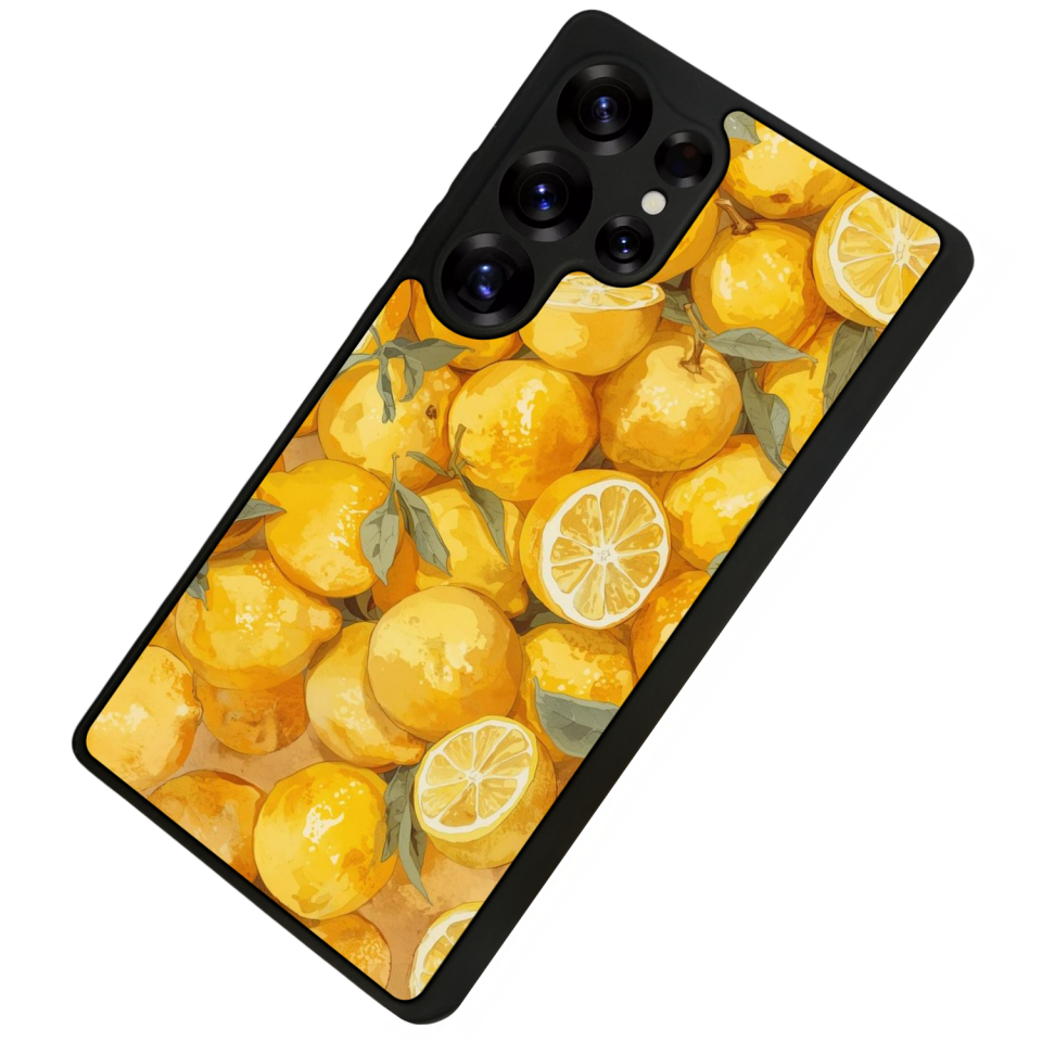 Samsung Galaxy S25 Ultra Uyumlu Limon Tasarımlı Glossy Premium Kılıf