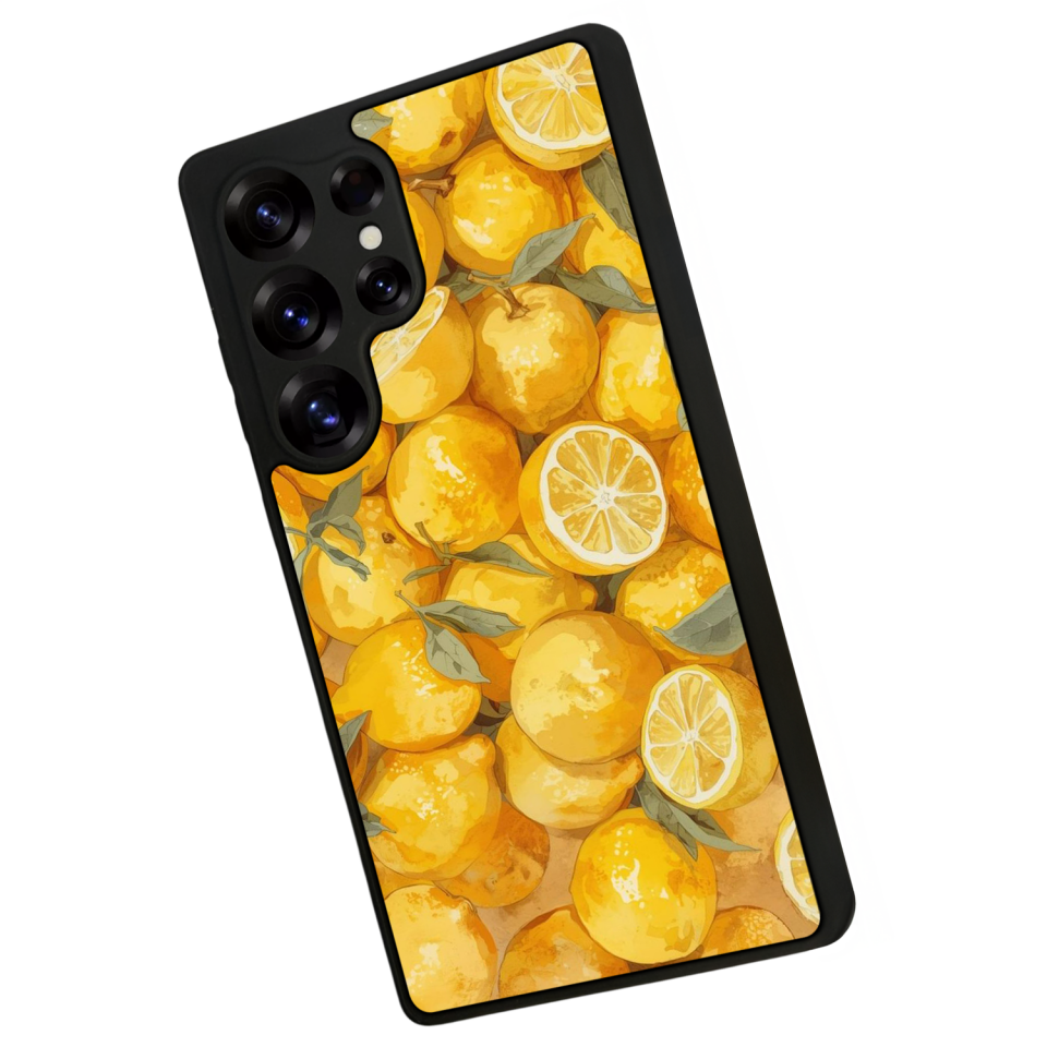 Samsung Galaxy S25 Ultra Uyumlu Limon Tasarımlı Glossy Premium Kılıf