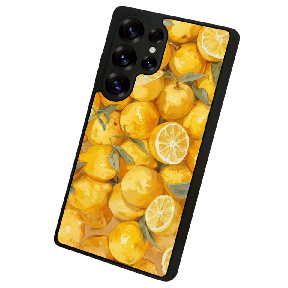 Samsung Galaxy S25 Ultra Uyumlu Limon Tasarımlı Glossy Premium Kılıf