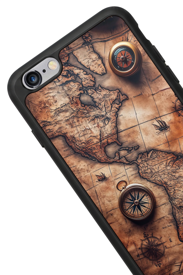 iPhone 6s Plus Uyumlu Harita Tasarımlı Glossy Premium Kılıf