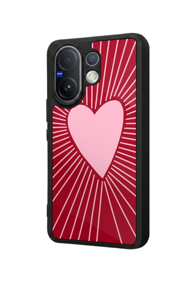 Vivo V60 Uyumlu Kalp Love Tasarımlı Glossy Premium Kılıf
