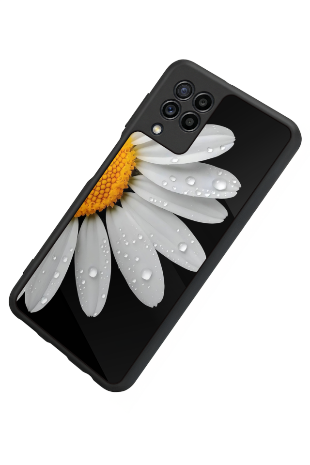 Samsung Galaxy M22 Uyumlu Papatya Tasarımlı Glossy Premium Kılıf