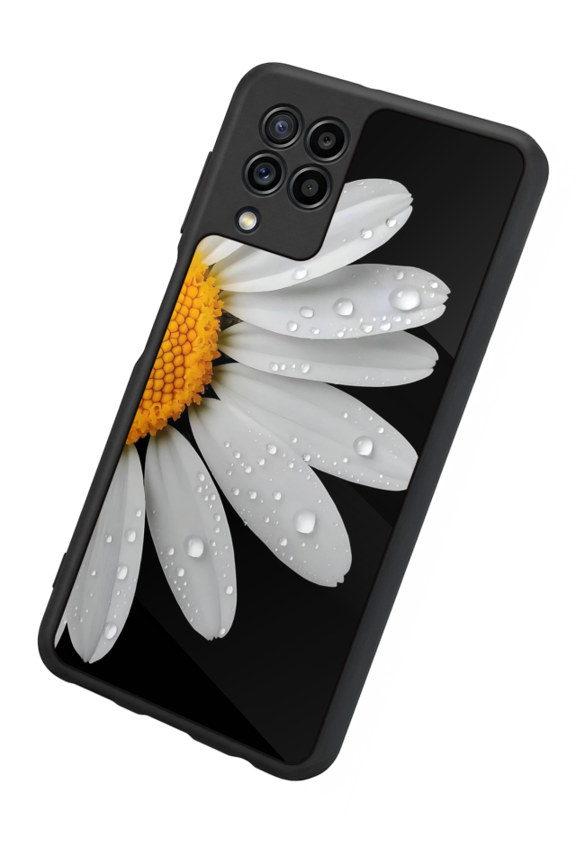 Samsung Galaxy M22 Uyumlu Papatya Tasarımlı Glossy Premium Kılıf