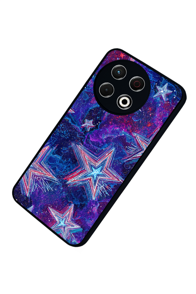 Tecno Spark 30 Pro Uyumlu Retro Yildizlar Tasarımlı Glossy Premium Kılıf